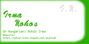 irma mohos business card